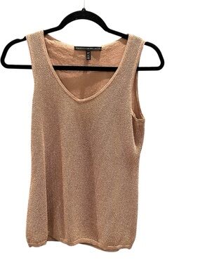 White House Black Market Beige Knit V-Neck Tank
